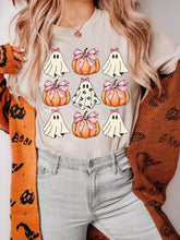 Bow Ghost and Pumpkin Halloween Graphic T-Shirt